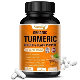 Curcuma Bio 1500 mg &ndash; 120 G&eacute;lules Poivre Noir Gingembre Articulations & C&oelig;ur