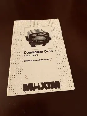 OV-502 MAXIM Convection Oven Book