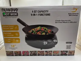 80070CT NUWAVE Induction Wok Carbon Steel Glass Lid Stand
